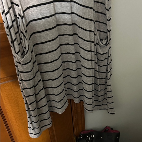 Gray and Black Striped Dress by Trendyland 2X maxi uneven hem. 21 in armpit - Picture 5 of 12